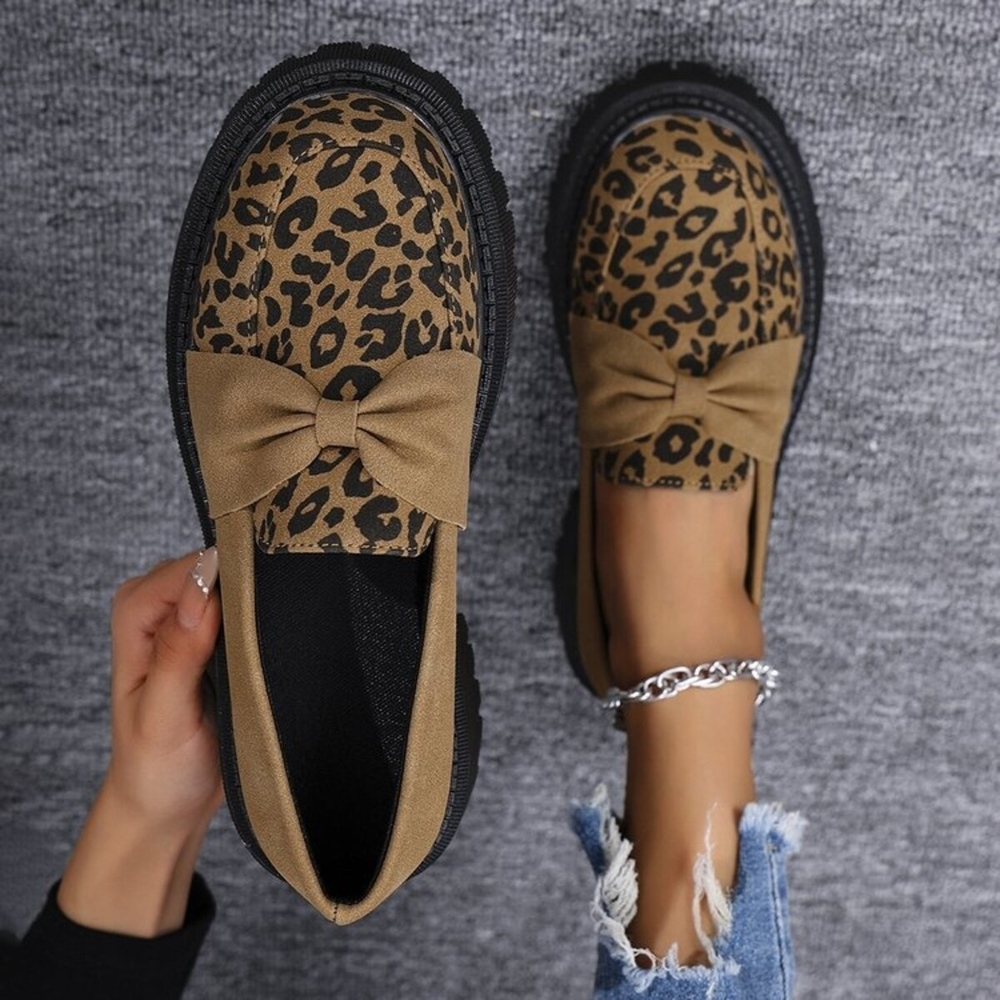 Leopard Print Bow Loafers